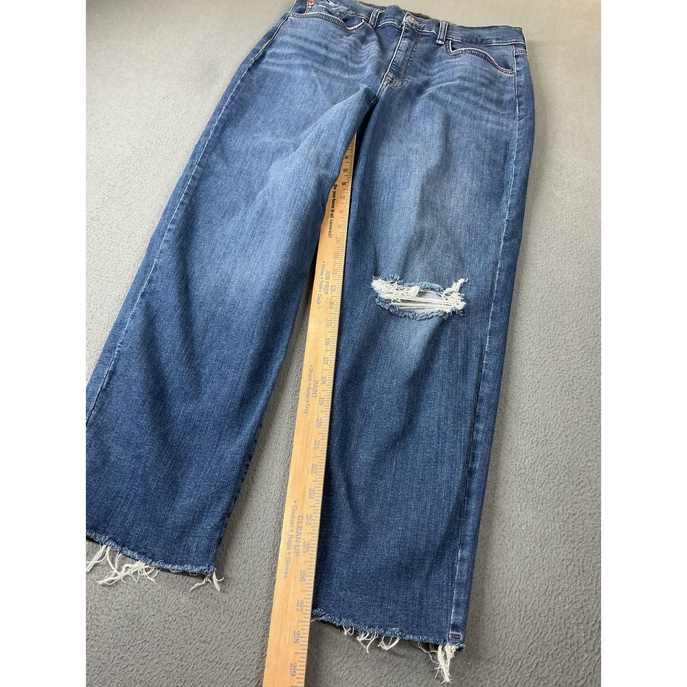 Hudson Jeans Womens 29 Blue Wide-Leg Relaxed Distressed Fringe 28 Inseam - Picture 2 of 10
